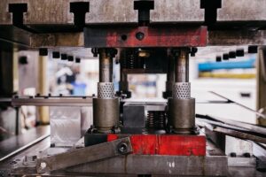 Closeup view of heavy stamping tooling